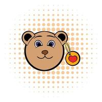Kopf eines Teddybären mit einem Herzetikettensymbol vektor