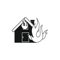 Haus auf Feuer-Symbol, einfachen Stil vektor