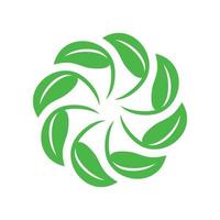cirkel av grön löv ikon, enkel stil vektor