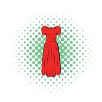kvinnor röd klänning ikon, serier stil vektor