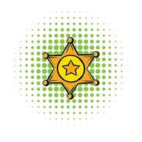 Goldenes Sheriff-Sternabzeichen-Symbol im Comic-Stil vektor