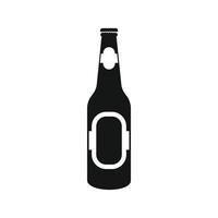 Schwarze Flasche Bier-Ikone, einfacher Stil vektor