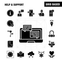 Hilfe und Unterstützung für solides Glyphen-Symbol für Webdruck und mobiles Uxui-Kit, z vektor
