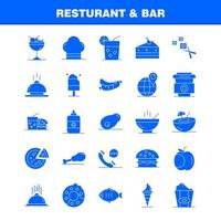 Restaurant und Bar solides Glyphen-Symbol für Webdruck und mobiles Uxui-Kit wie Telefon, Chat, Hotel, Weltkarte, Standort, Hotel-Piktogramm-Paketvektor vektor