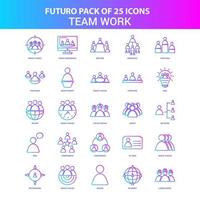 25 blaue und rosa Futuro-Teamarbeit-Icon-Pack vektor