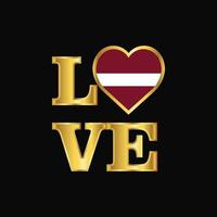 liebe typografie lettland flag design vektorgoldbeschriftung vektor