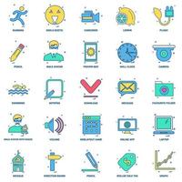 25 Business Concept Mix Flat Color Icon Set vektor