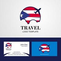 resa puerto rico flagga logotyp och besöker kort design vektor