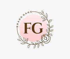 första fg feminin logotyp. användbar för natur, salong, spa, kosmetisk och skönhet logotyper. platt vektor logotyp design mall element.