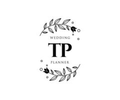 tp initialer brev bröllop monogram logotyper samling, hand dragen modern minimalistisk och blommig mallar för inbjudan kort, spara de datum, elegant identitet för restaurang, boutique, Kafé i vektor