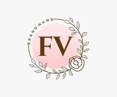 första fv feminin logotyp. användbar för natur, salong, spa, kosmetisk och skönhet logotyper. platt vektor logotyp design mall element.