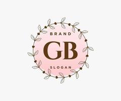 första gb feminin logotyp. användbar för natur, salong, spa, kosmetisk och skönhet logotyper. platt vektor logotyp design mall element.
