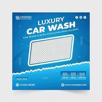 kreativer autowasch- und wartungsservice social media post vektor. Web-Banner-Design für Autoreinigungsunternehmen mit grünen und blauen Farben. Vorlage für Fahrzeugwaschplakate für das Marketing vektor