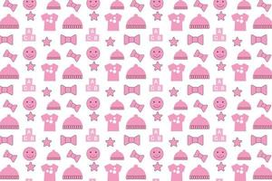 nahtlose babymusterdekoration mit rosa spielzeugelementvektor für hintergründe. abstraktes kindliches Musterdesign für Buchumschläge, Tapeten und Hintergründe. endloser mustervektor mit babyspielzeug. vektor