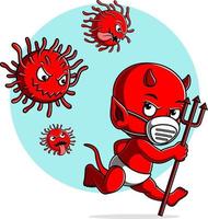 Coronavirus Covid 19 verfolgt Teufelsbaby vektor