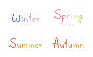 en uppsättning av inskriptioner av annorlunda säsonger. vektor illustration av text typografi för sommar, falla, vinter, vår. skön font.