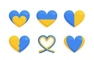 uppsättning av skön hjärtan i ukrainska stil. vektor illustration av ett abstrakt teckning av en ukrainska symbol. hjälp för ukraina. stå upp för ukraina