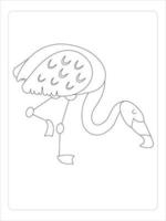 flamingo målarbok för barn bukt konst linje vektor