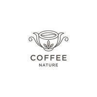 kaffe linje logotyp ikon design mall platt vektor