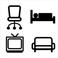 Hem interiör design ikon, soffa ikon, levande rum, vektor illustration. platt design stil.