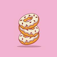 Donuts-Vektor-Symbol-Illustration. Lebensmittel-Icon-Konzept weiß isoliert. flacher cartoon-stil geeignet für web-landingpage, banner, aufkleber, hintergrund vektor