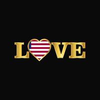 goldene liebe typografie liberia flag design vector