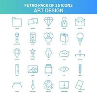 25 grüne und blaue Futuro-Kunst- und Design-Icon-Packs vektor