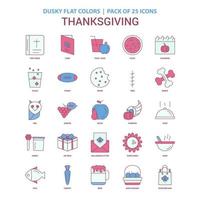 Thanksgiving-Symbol düstere flache Farbe Vintage 25 Icon Pack vektor