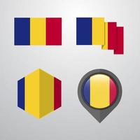 rumänien flagga design uppsättning vektor