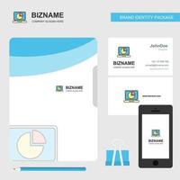 Tortendiagramm auf Laptop-Business-Logo-Datei-Cover-Visitenkarte und mobiler App-Design-Vektorillustration vektor