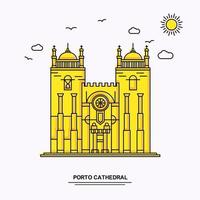porto katedral monument affisch mall värld resa gul illustration bakgrund i linje stil med skönhet natur scen vektor
