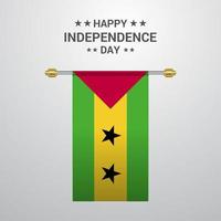 Sao Tome und Principe Unabhängigkeitstag hängender Flaggenhintergrund vektor