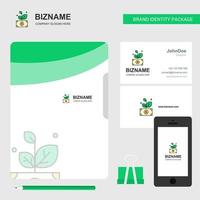 Money Plant Business Logo File Cover Visitenkarte und Design-Vektorillustration für mobile Apps vektor