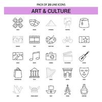 konst och kultur linje ikon uppsättning 25 streckad översikt stil vektor