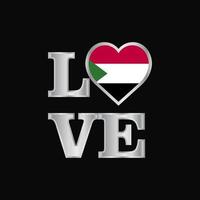 liebe typografie sudan flaggendesign vektor schöne beschriftung