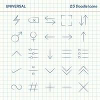 Universal 25 Doodle-Symbole handgezeichnetes Business-Icon-Set vektor