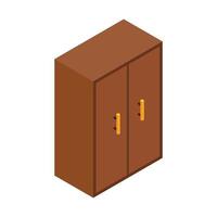 Brauner Schrank isometrisches 3D-Symbol vektor