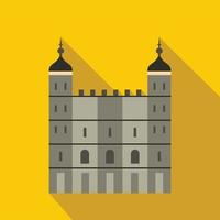 Tower of London in England Symbol, flacher Stil vektor