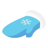 isometrische ikone des blauen weihnachtsmannhandschuhs vektor
