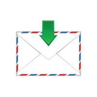 Umschlag mit flachem Symbol für eingehende Nachrichtenzeichen vektor