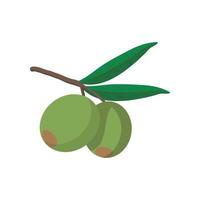 oliver på gren med löv ikon, tecknad serie stil vektor