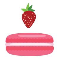 Erdbeer-Makronen-Symbol Cartoon-Vektor. französischer Keks vektor
