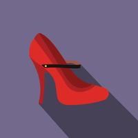 röd hög häl skor ikon, platt stil vektor