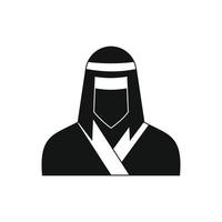 kvinna ninja i mask svart enkel ikon vektor