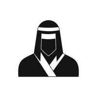 Weiblicher Ninja in Maske schwarz einfaches Symbol vektor