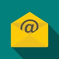 Umschlag mit E-Mail-Schild-Symbol, flacher Stil vektor