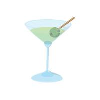 Cocktail mit grünem Olivensymbol, Cartoon-Stil vektor