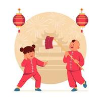 kinesisk ny år barn aktivitet vektor
