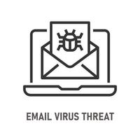 e-post virus hot linje ikon på vit bakgrund. redigerbar stroke. vektor