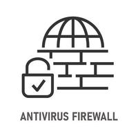 antivirus brandvägg linje ikon på vit bakgrund. redigerbar stroke. vektor